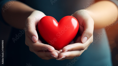 Hands holding red heart shape