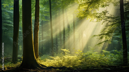 sun rays in the magical forest