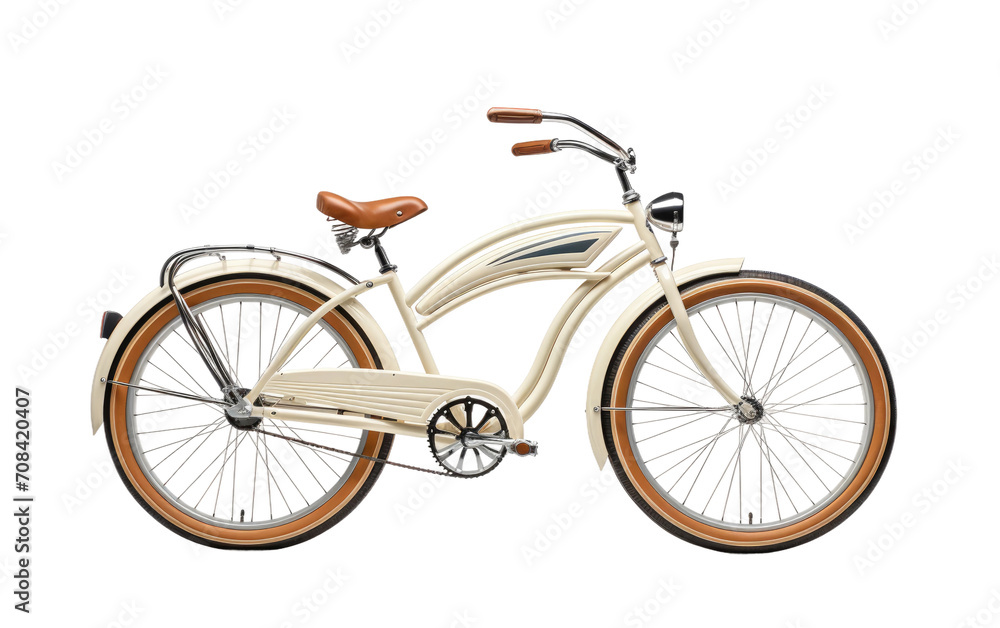 Retro Rollers Vintage Inspired Cruiser Bike Line Isolated on Transparent Background PNG.