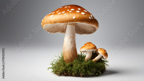 three champignon on white isolated background