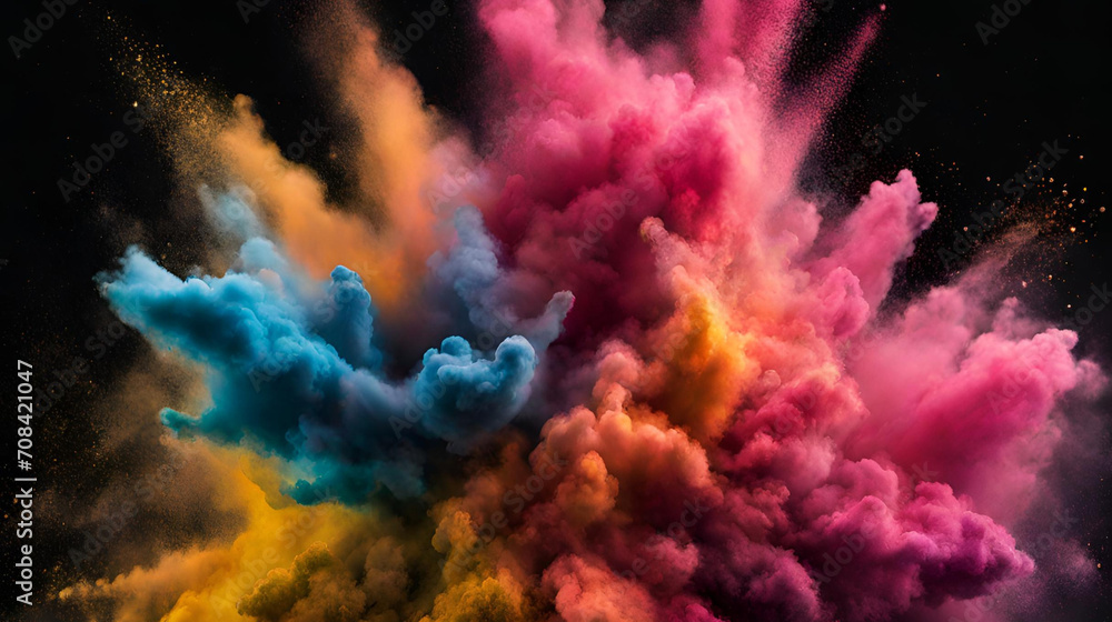 Dynamic Color Cloud: Powder Explosion in Darkness