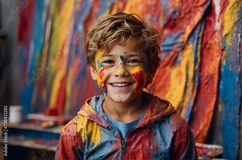 portrait of a boy with painted face