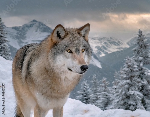 Loup gris dans ses montagnes  © Pascal