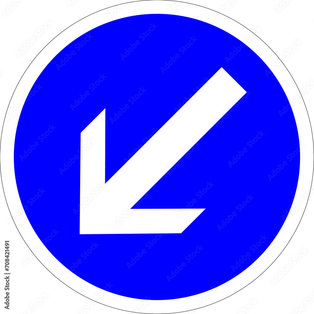 Contournement obligatoire par la gauche panneau B21a2 signalisation routière France Contournement obligatoire par la gauche panneau B21a2 signalisation routière France