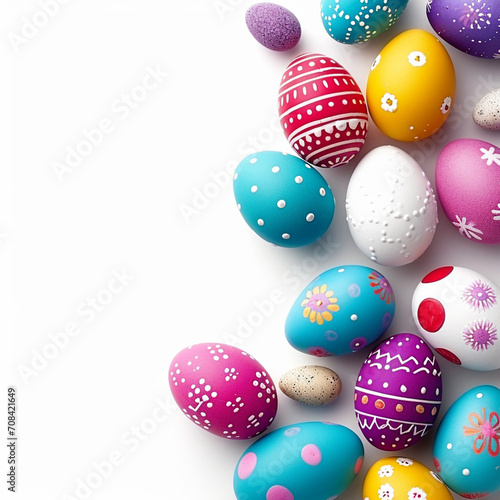 easter eggs isolated on white, Assorted Easter eggs with an expanded border