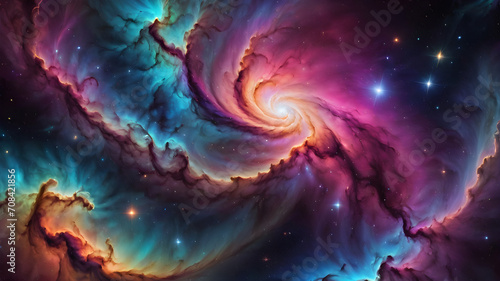 Colorful space galaxy cloud nebula. Stary night cosmos. Universe science astronomy. Supernova background wallpaper © pla2u