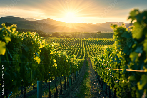 natural light of vineyard landscape