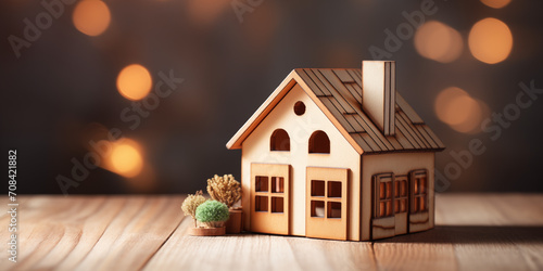cute wooden house in holiday style