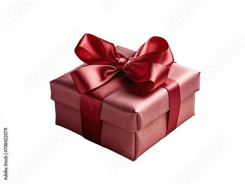 pink gift box with ribbon and bow isolated on white background Generative Ai