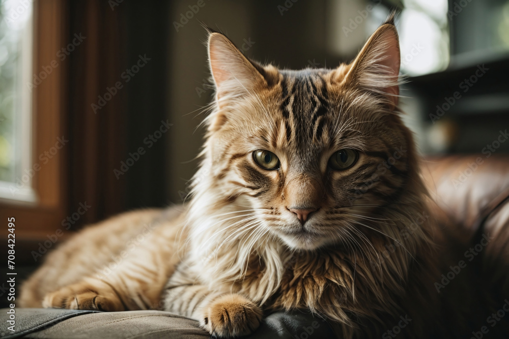 portrait of a cat in the home