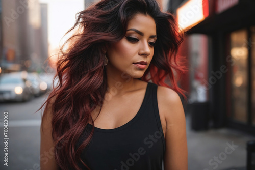 portrait of a adult woman in the New York city street