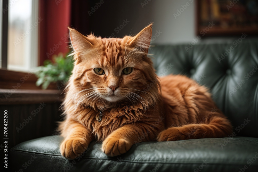 red cat on the couch