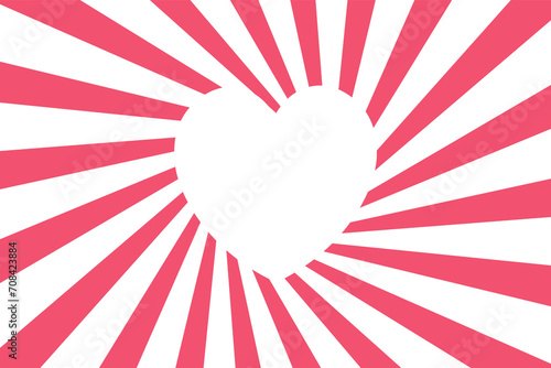 Retro background with rays or stripes and a heart in the center. Sunburst or solar burst retro background. Starburst abstract background. Vector illustration