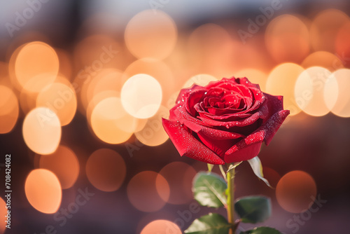 Rose flower with bokeh  Celebrating Saint Valentine s Day 
