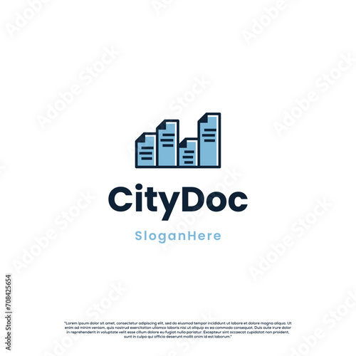 Building document logo, paperwork landscape building logo concept