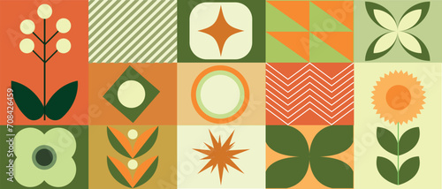 Abstract drawing of flowers with simple shapes. Retro minimalist scandinavian floral summer wallpaper. Eco concept. Vector modern ornamental plant print.
