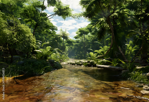 The Jungle River: A 3D Rendering of a Tropical Paradise