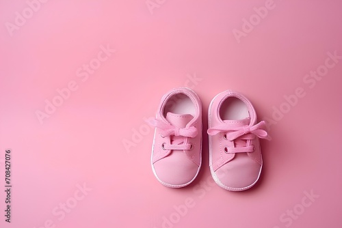 pink baby shoes made by midjeorney