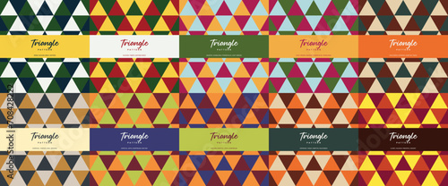 Shade combination triangle color theme seamless pattern set