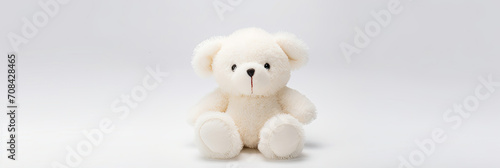 White Teddy Bear Sitting on White Background