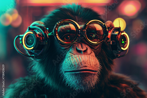 Leinwand Poster a Monkey wearing glasses
