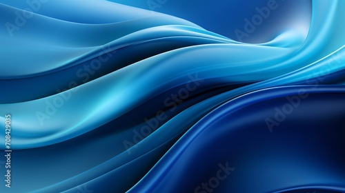 A picture of bold blue cloth material arranged in wavy layers over a shadowy, abstract setting, Generative AI.