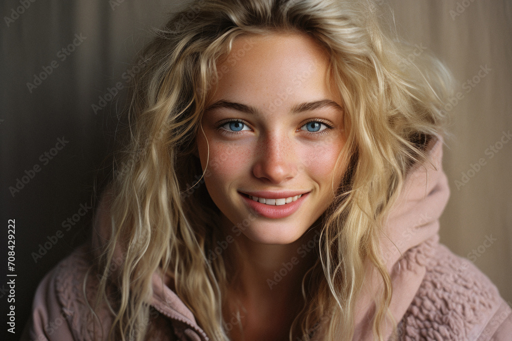 Portrait of a beautiful young woman with blond hair and blue eyes Portrait of a beautiful young woman with blond hair and blue eyes
