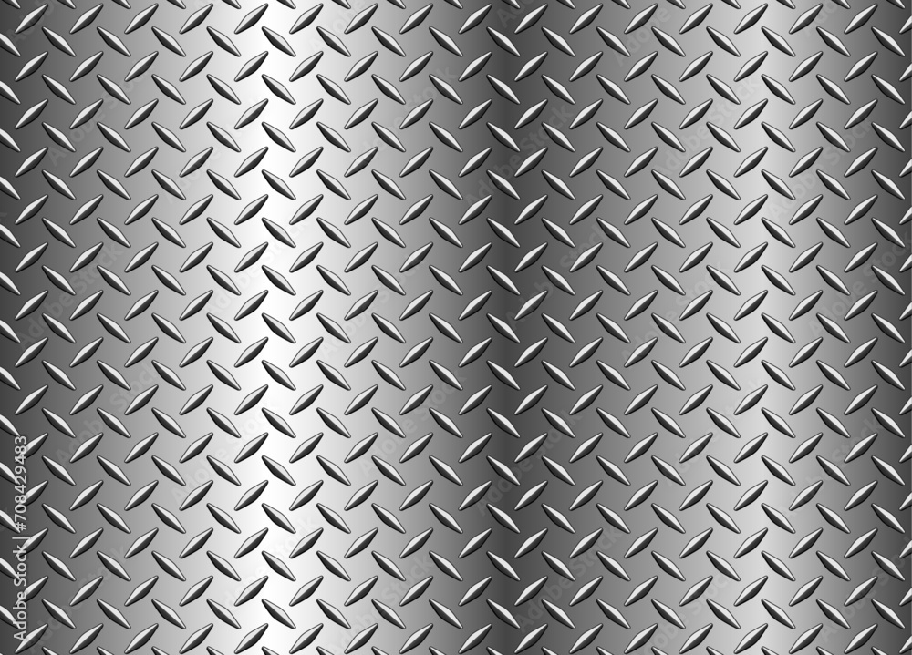 Silver metal background with diamond plate texture pattern, shiny chrome texture. - obrazy, fototapety, plakaty 