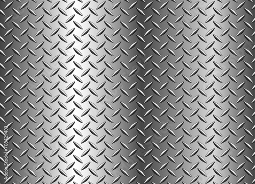 Silver metal background with diamond plate texture pattern, shiny chrome texture. photo