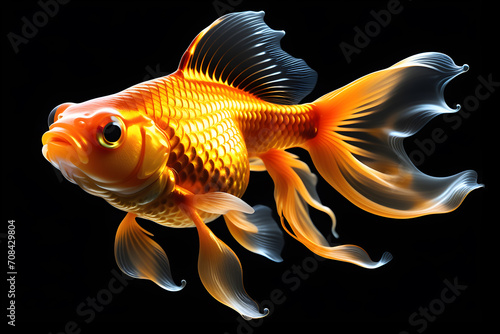 gold fish aquarium fish isolated on black background. photo