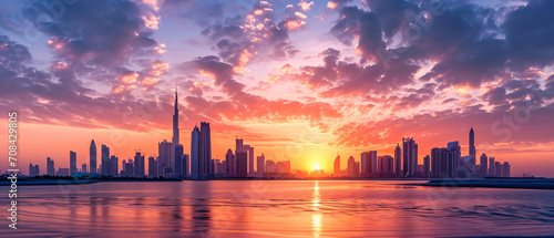 Abu Dhabi City Beautiful Panorama Sunset