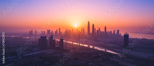 Abu Dhabi City Beautiful Panorama Sunset