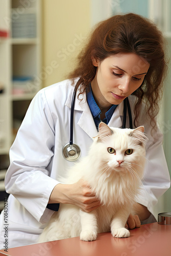 Woman in White Lab Coat Holding White Cat, Science and Companionship