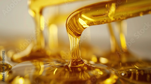 Golden oil flowing in a stream.