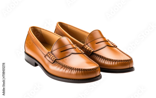 Moccasin Style Shoes with Penny Slot Isolated on Transparent Background PNG.