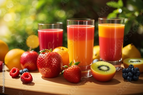 fruit juice and fruits Generated by Ai 
