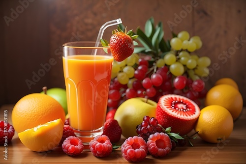 fruit juice and fruits Generated by Ai 