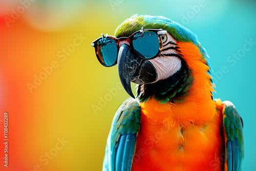 a Parrot wearing glasses