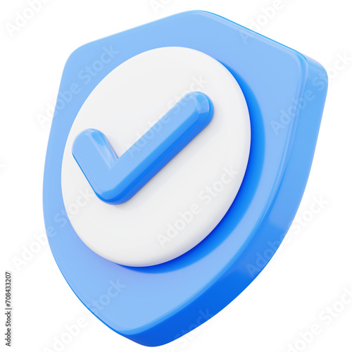 Shield icon security protection symbol 3d render illustration isolated on transparent background