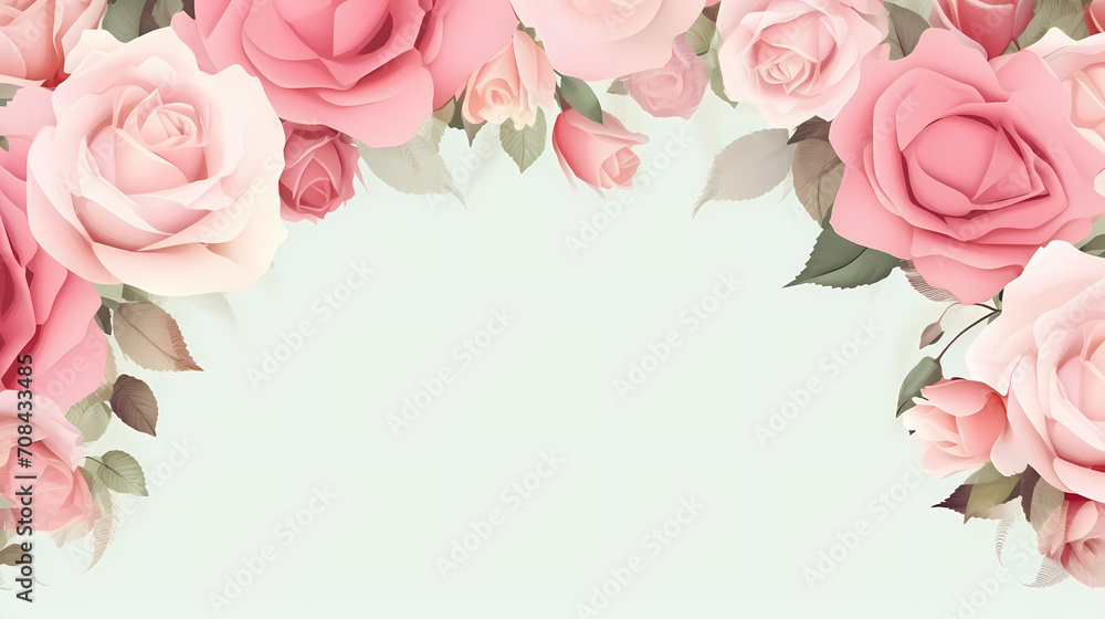 Empty floral frame with copy space for greeting card or invitation design