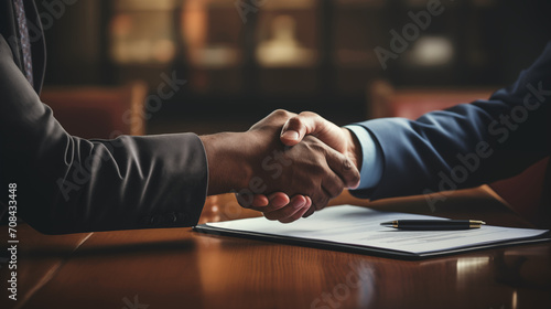 Close-up of the handshake of two businessmen, an African-American and a white man