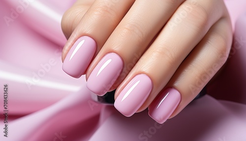 Stunning soft pink manicure close up image for advertising high quality professional nail services