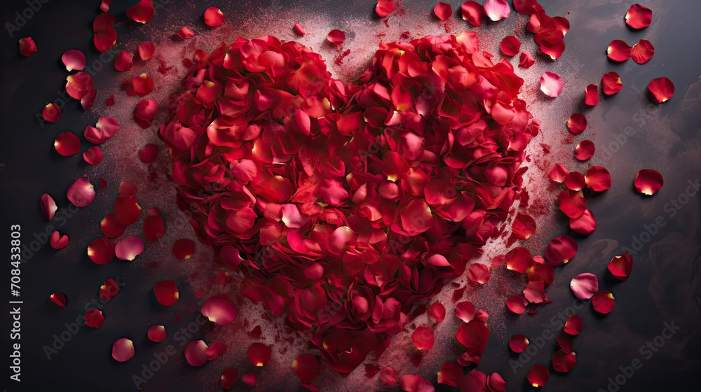 heart using rose petals