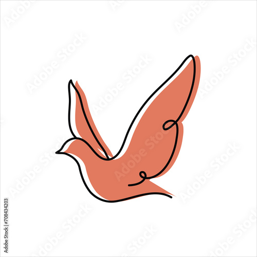 flying bird , one line art illustration, colorful , logo, continuous line art, symbol, birds , peigons, cards, 
