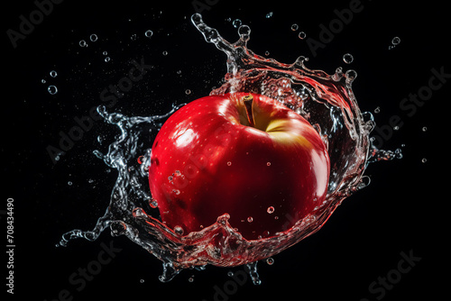 apple with drops of water