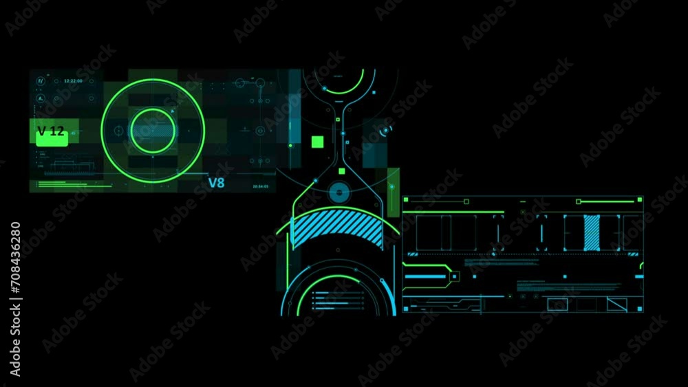PNG.HUD abstract Sci Fi technological template. Animated 2D texture for ...