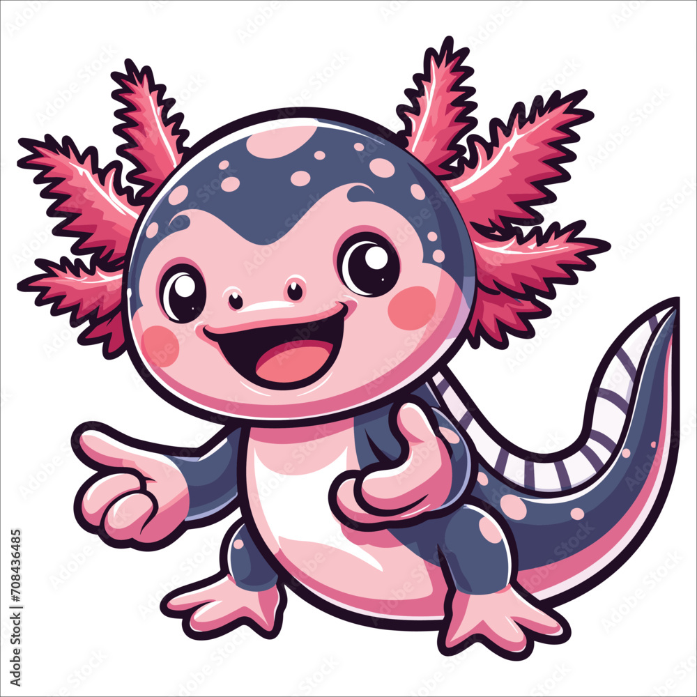 Fototapeta premium Cute Axolotl mascot vector illustration on white background