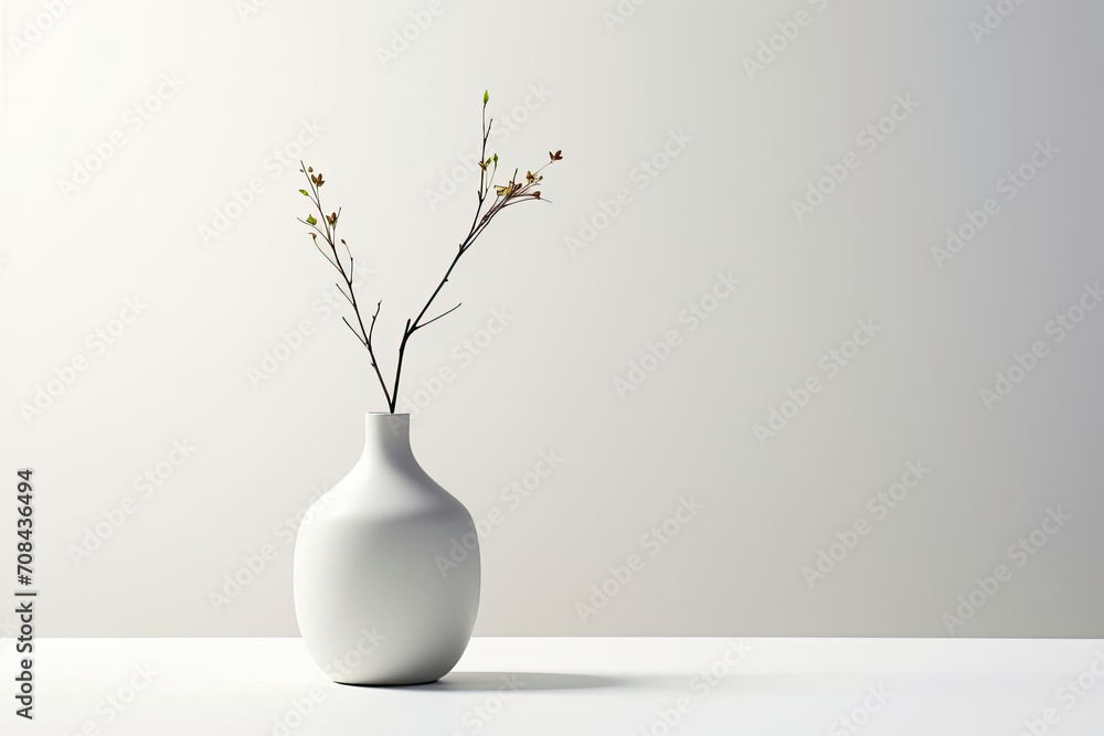 White Vase With Flowers, Elegant Home Decor in Bloom
