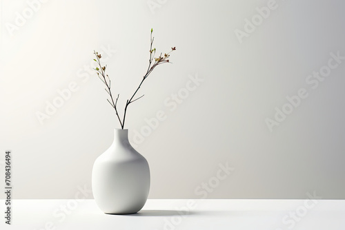 White Vase With Flowers, Elegant Home Decor in Bloom