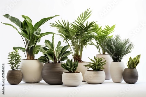 Transparent PNG available collection Set of different styles of retro vantage and modern vase and interior plants pots furniture cutouts isolated on transparent 